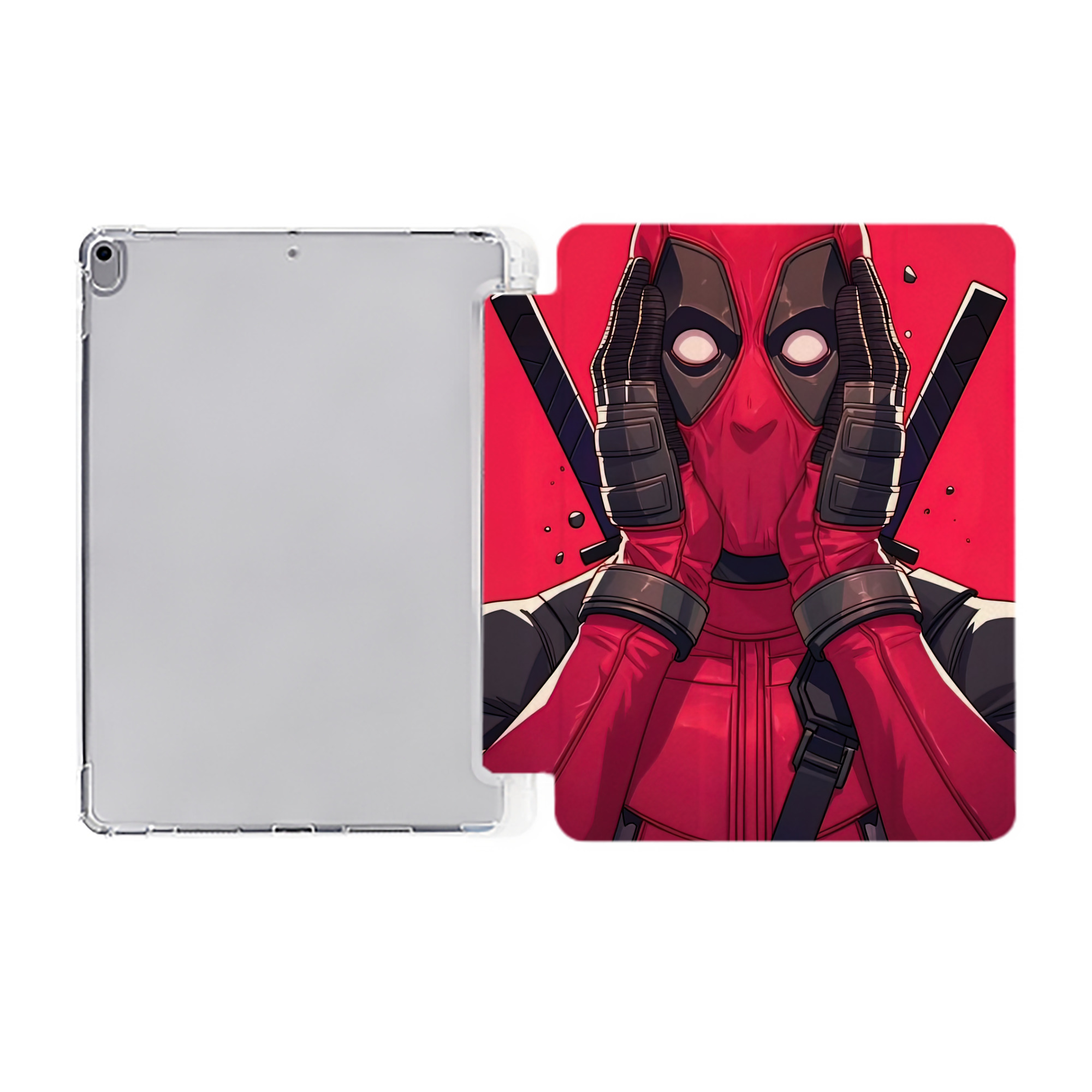 （画像用） Deadpool デッドプール IPad ケース ペン収納付き 三つ折りスタンド PUレザー×シリコン 対応機種9.5/10.5/10.9インチ